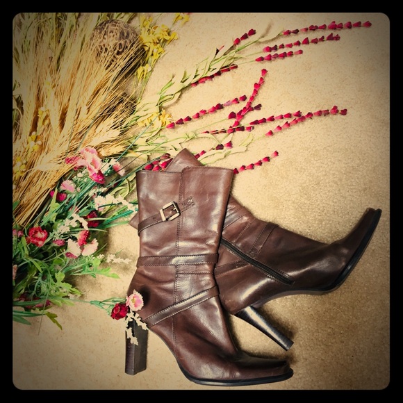 Nine west brown leather boots - Picture 1 of 8
